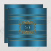 Invitation Turquoise Blue Womans 50e fête d'anniversaire (Devant / Derrière)