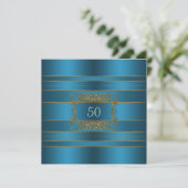 Invitation Turquoise Blue Womans 50e fête d'anniversaire (Debout devant)