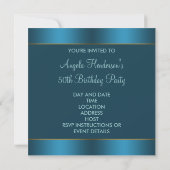 Invitation Turquoise Blue Womans 50e fête d'anniversaire (Dos)