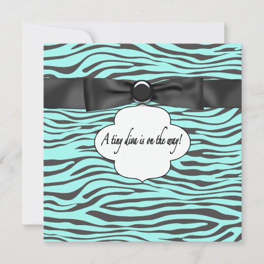 Invitation Turquoise Blue Zebra Baby Girl Douche (Devant)