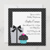 Invitation Turquoise Blue Zebra Cake Cupcake fête d'anniversa (Dos)