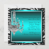 Invitation Turquoise Blue Zebra Chandelier fête d'anniversair (Dos)