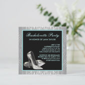 Invitation Turquoise Blue Zebra High Heures Bachelorette Part (Debout devant)