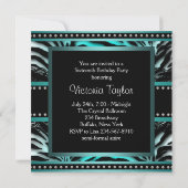 Invitation Turquoise Blue Zebra Sweet 16 Anniversaire (Dos)