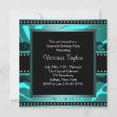 Invitation Turquoise Blue Zebra Sweet 16 Anniversaire (Dos)