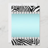 Invitation Turquoise Blue Zebra Sweet sixteen fête d'annivers (Dos)