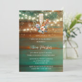 Invitation Turquoise Bois de cuivre Peony Lumière Brunch & Bu (Debout devant)