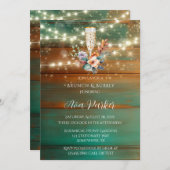 Invitation Turquoise Bois de cuivre Peony Lumière Brunch & Bu (Devant / Derrière)