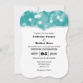 Invitation Turquoise Bokeh Parties scintillant lumière mariag (Devant)