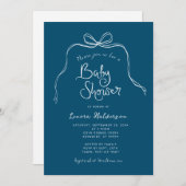 Invitation turquoise Bold Simple Bow Baby shower (Devant / Derrière)