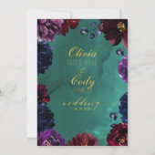 Invitation Turquoise Bordeaux Amethyst Bijou Tone Mariage or (Dos)