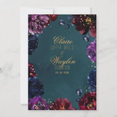 Invitation Turquoise Bordeaux Amethyst Bijou Tone Mariage or (Dos)