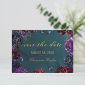 Invitation Turquoise Bordeaux Amethyst Jewel Tone Enregistrer (Debout devant)