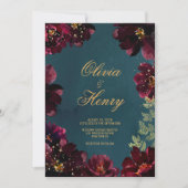 Invitation Turquoise Bordeaux Jewel Tones Version simple (Devant)