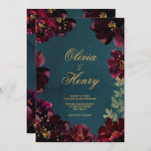 Invitation Turquoise Bordeaux Jewel Tones Version simple (Devant / Derrière)