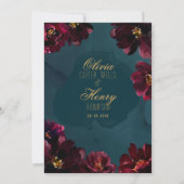Invitation Turquoise Bordeaux Jewel Tons Nom Mariage (Dos)