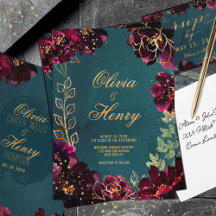 Turquoise Bordeaux Jewel Tons Nom Mariage