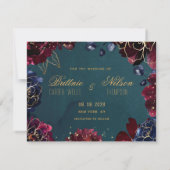 Invitation Turquoise Bordeaux Sapphire Joyaux Tons Enregistre (Dos)
