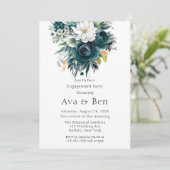 Invitation Turquoise Botanique Floral Peony (Debout devant)