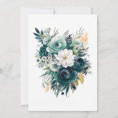 Invitation Turquoise Botanique Floral Peony (Dos)