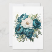 Invitation Turquoise Botanique Floral Peony Brunch & Bubbly (Dos)