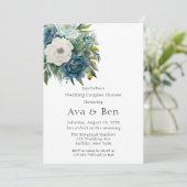 Invitation Turquoise Botanique Floral Peony Mariage Couples D (Debout devant)