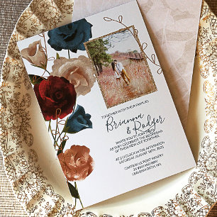 Invitation turquoise, Bourgogne, Dusty Rose Mariag