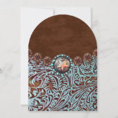 Invitation Turquoise Brown Cowboy Country Western mariage (Dos)