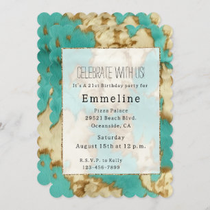 Invitation Turquoise Brown Cowgirl Western