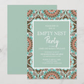 Invitation Turquoise Brown Mandela Motif Vide Nest Party (Devant / Derrière)