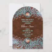 Invitation Turquoise Brown Western Pays Graduation Photo (Dos)