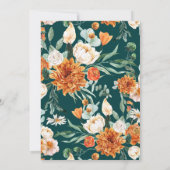 Invitation Turquoise Burnt Orange Élégant Mariage de automne  (Dos)