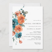 Invitation turquoise Burnt Orange Floral (Devant)