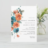 Invitation turquoise Burnt Orange Floral (Debout devant)
