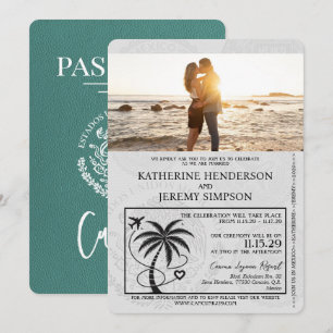 Invitation Turquoise Cancun Passport Mariage