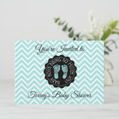Invitation turquoise Chevron et Black Boy Baby sho (Debout devant)