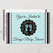 Invitation turquoise Chevron et Black Boy Baby sho (Devant / Derrière)