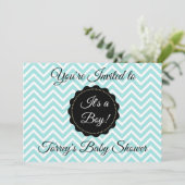 Invitation turquoise Chevron et Black Boy Baby sho (Debout devant)