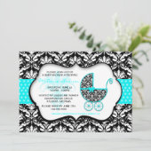 Invitation turquoise chic de baby shower de (Debout devant)