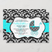 Invitation turquoise chic de baby shower de (Devant / Derrière)
