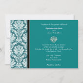 Invitation turquoise Classic Mariage damassé (Devant)