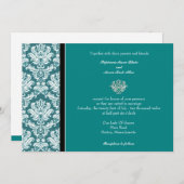 Invitation turquoise Classic Mariage damassé (Devant / Derrière)