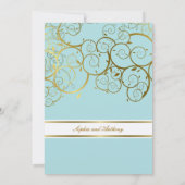 Invitation Turquoise & Classy Golden Spirals Mariage élégant (Dos)