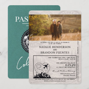 Invitation Turquoise Colorado Mariage de passeport