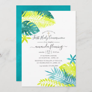 Invitation Turquoise - Communion tropicale turquoise et citro