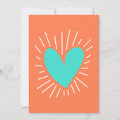 Invitation Turquoise, Corail et Blanc Retro Wavy (Dos)