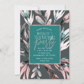 Invitation Turquoise Coral gris aquarelle Botanique Glam Part (Devant)