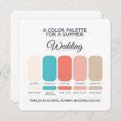 Invitation Turquoise Coral Summer Wedding Palette 2026 Card (Devant / Derrière)