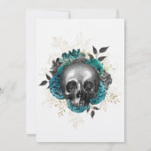 Invitation Turquoise crâne floral Halloween Mariage gothique (Dos)