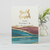 Invitation Turquoise Crème de crème Agate Gold Bridesmaitres  (Debout devant)